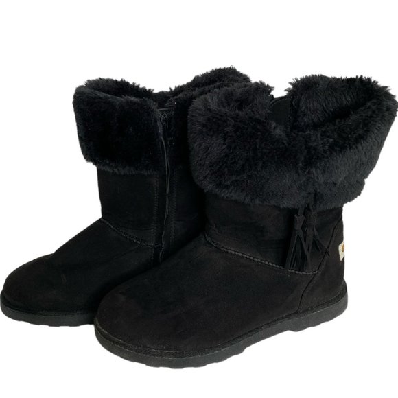 Makalu Womens Suede Boots with Side Zip and Fur Trim Size 5M Outdoor Streetwear - Picture 2 of 9